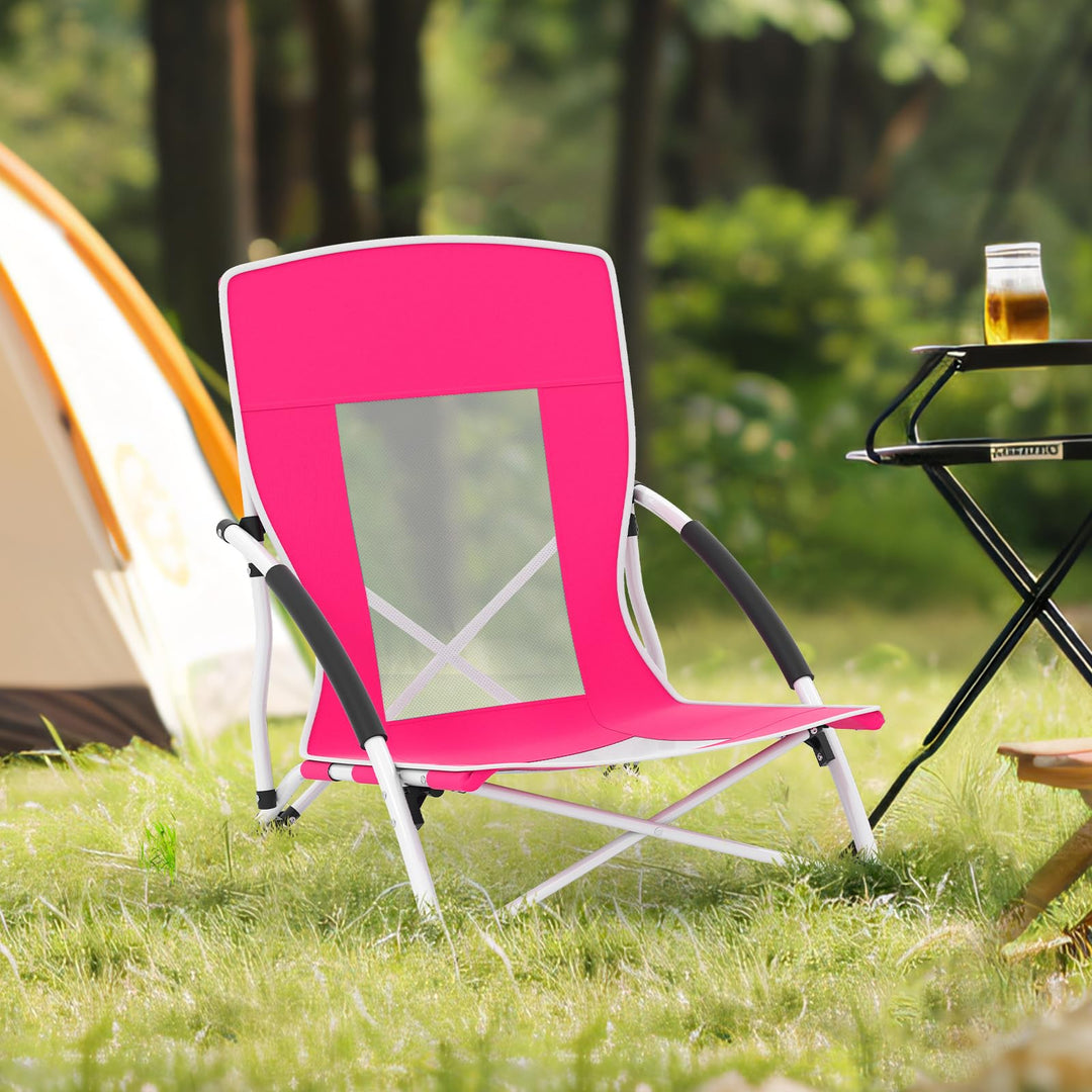 Giantex Low Folding Beach Chair with Detachable & Adjustable Umbrella