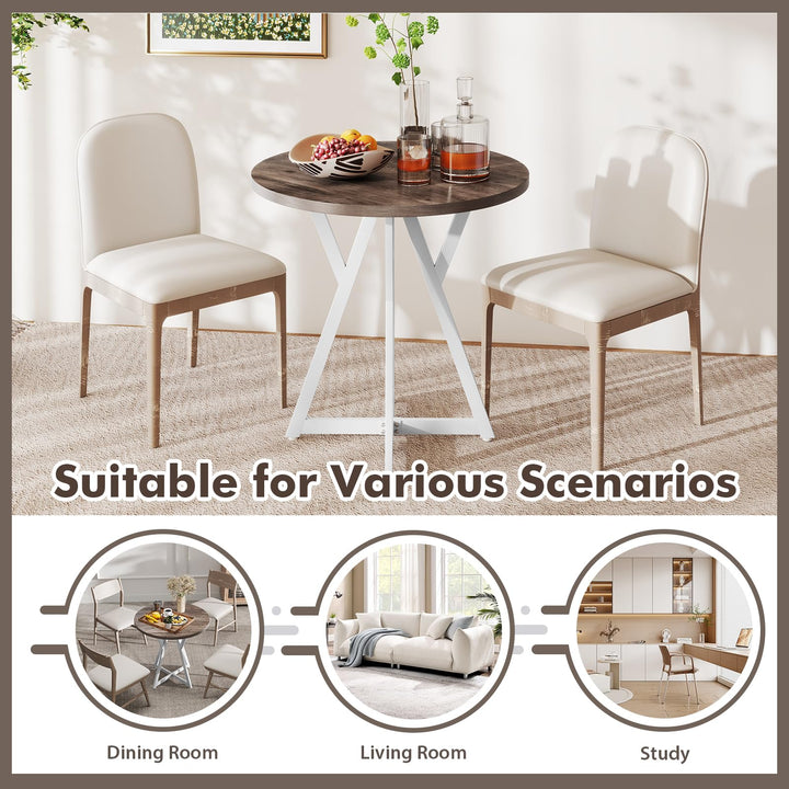 Giantex 31.5" Small Round Dining Table for 2-4 with Crossed Metal Legs Load 220Lbs