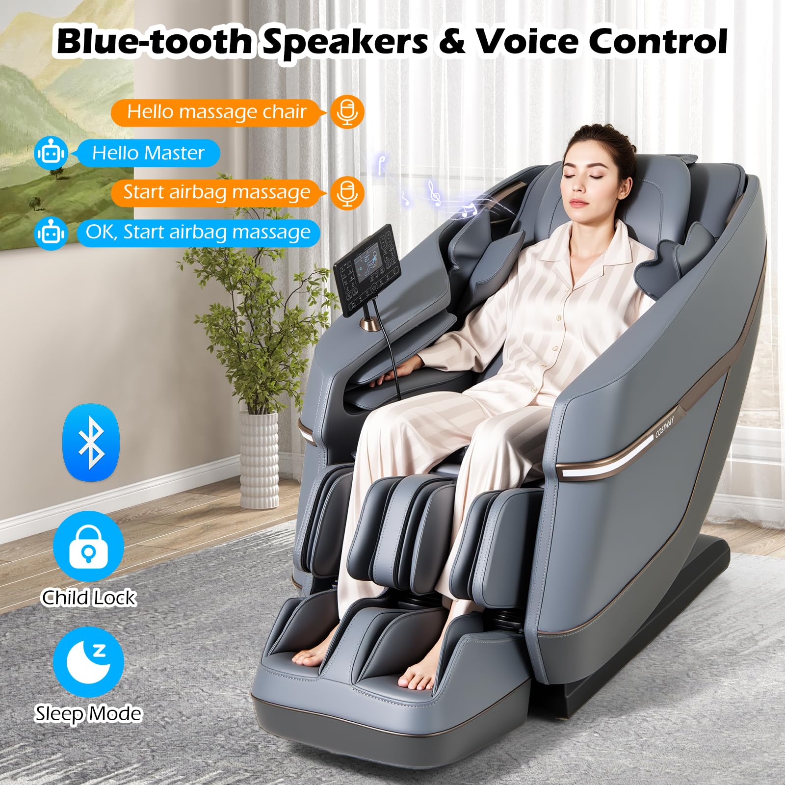 Full Body Zero Gravity Massage Chair, SL Track Massage Recliner w/Airbags