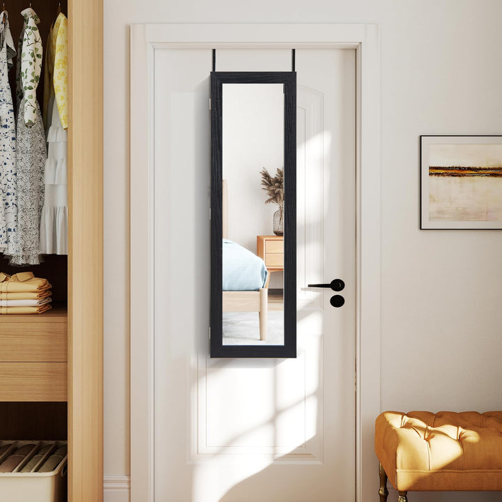 Giantex Wall or Door Mounted Jewelry Cabinet with Full Length Mirror Over The Door Jewelry Armoire Organizer