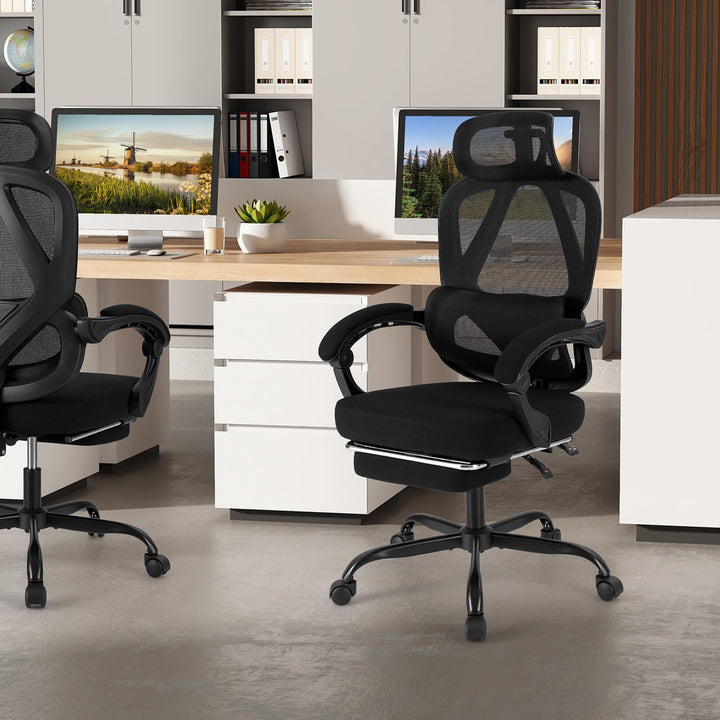 Giantex Mesh Office Chair with Retractable Footrest 135° Tilting Backrest