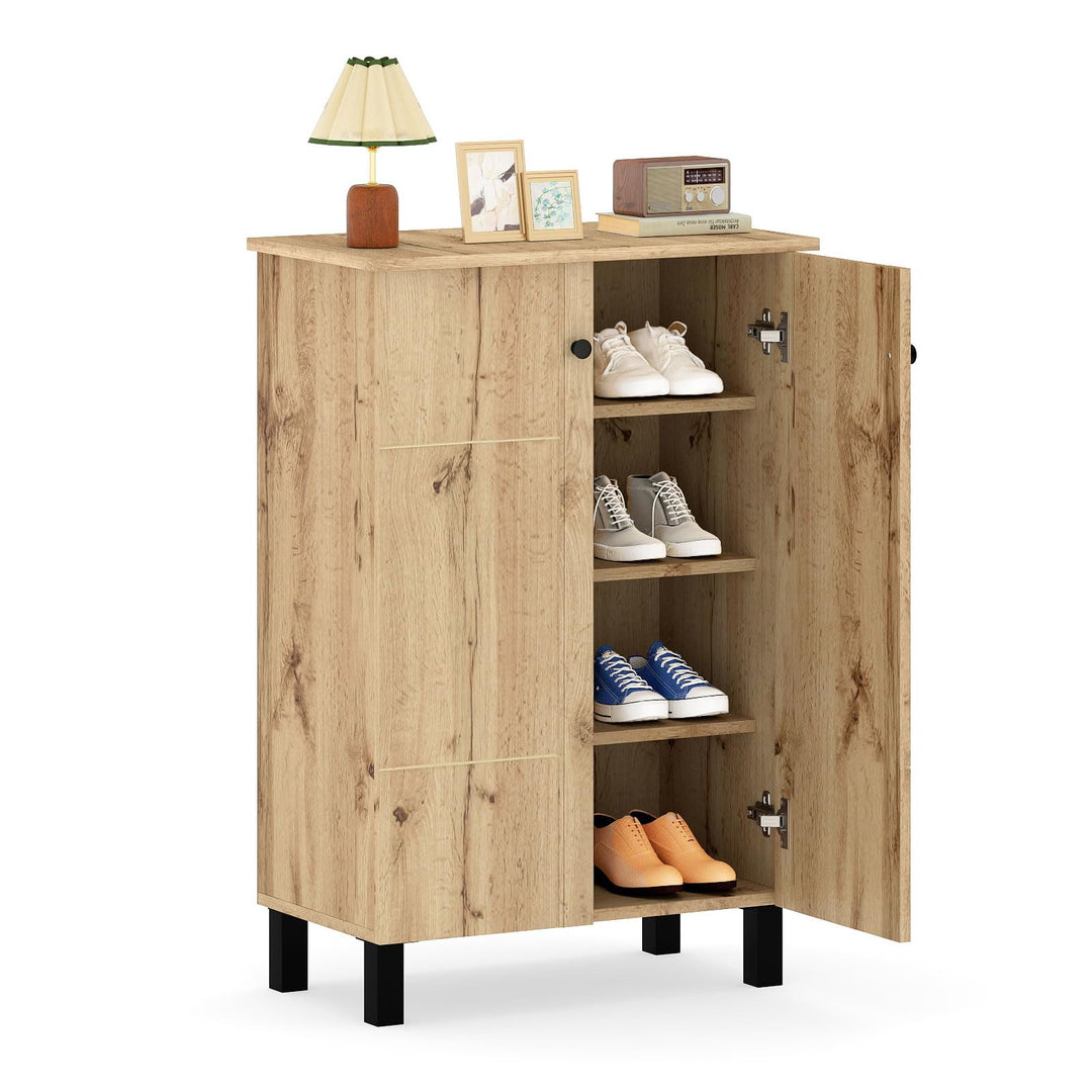 Giantex Shoe Cabinet with Doors 4-Tier Narrow Shoe Rack Cabinet