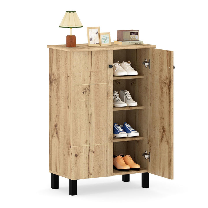 Giantex Shoe Cabinet with Doors 4-Tier Narrow Shoe Rack Cabinet