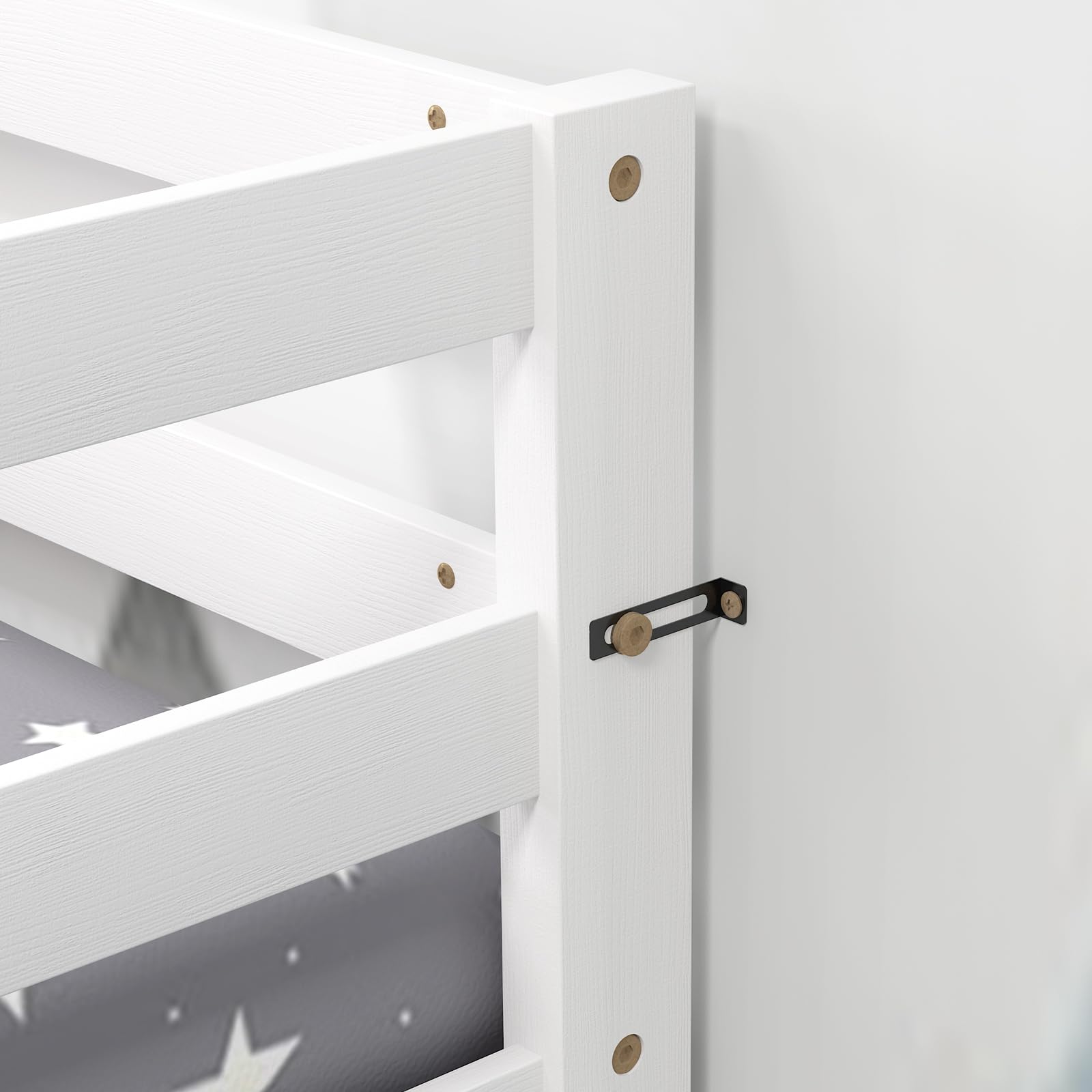 Giantex Bunk Bed Twin Over Twin White, Solid Wood Bunk Bed