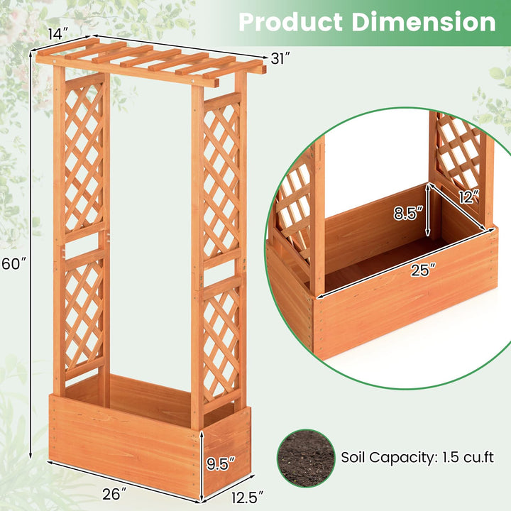 31" x 12.5" x 60" Raised Garden Bed with 2-Sided Trellis & Hanging Roof