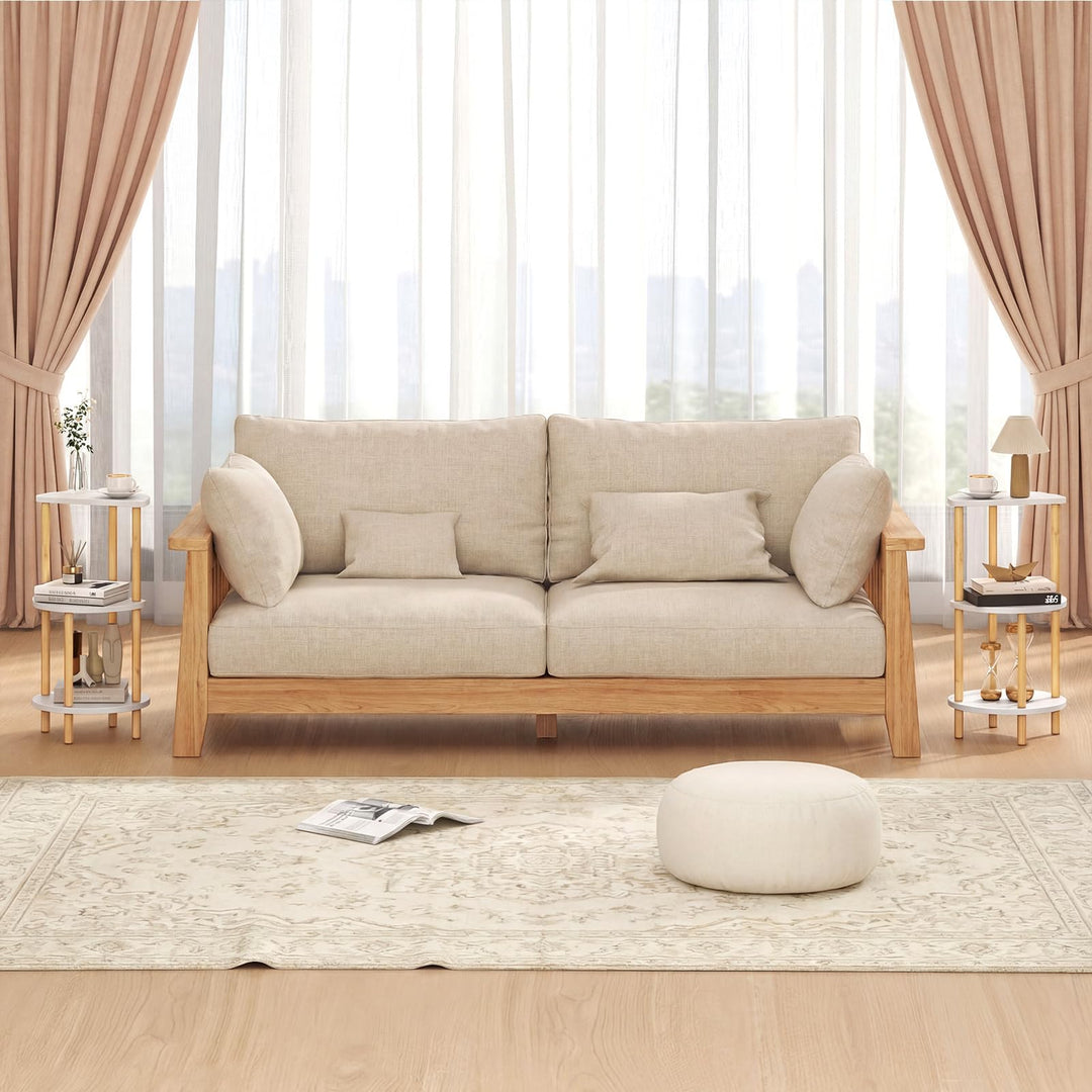 Giantex 3-Tier Bamboo Round Side Table Set of 2