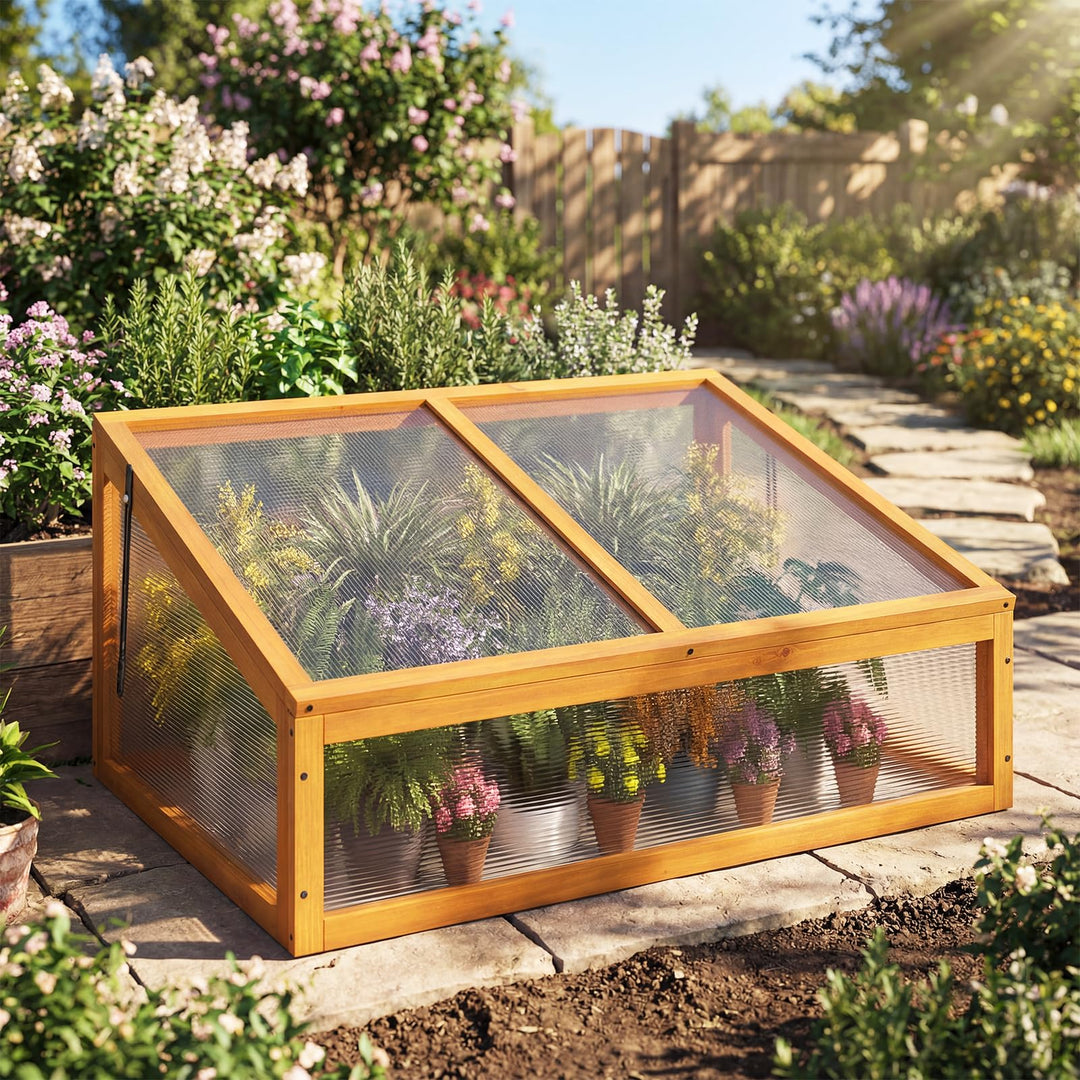 Giantex Portable Raised Planter Bed Protection with Transparent Flip-top Roof