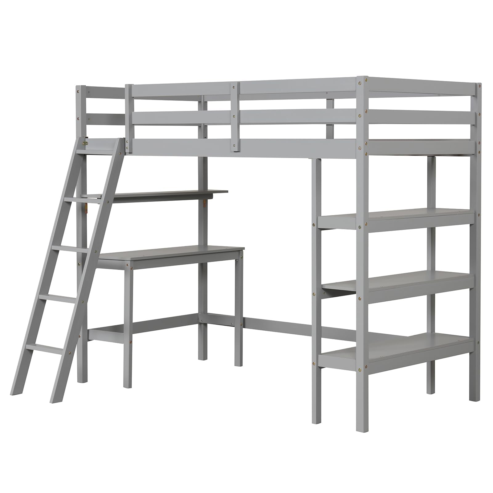 Giantex Loft Bed with Desk & Bookshelves