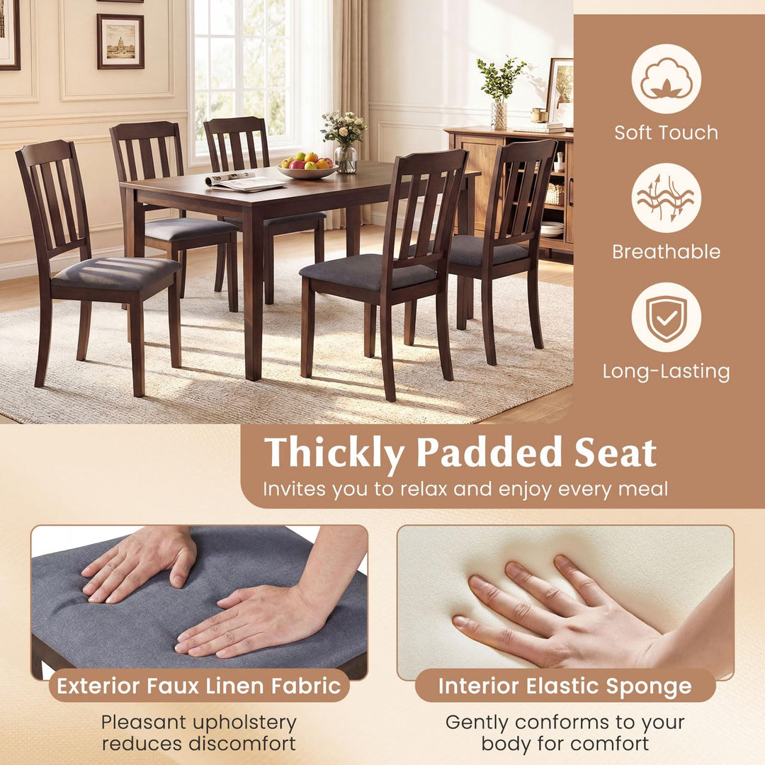 Giantex Rubber Wood Dining Room Chairs with Comfortable Backrest &amp; Padded Seat