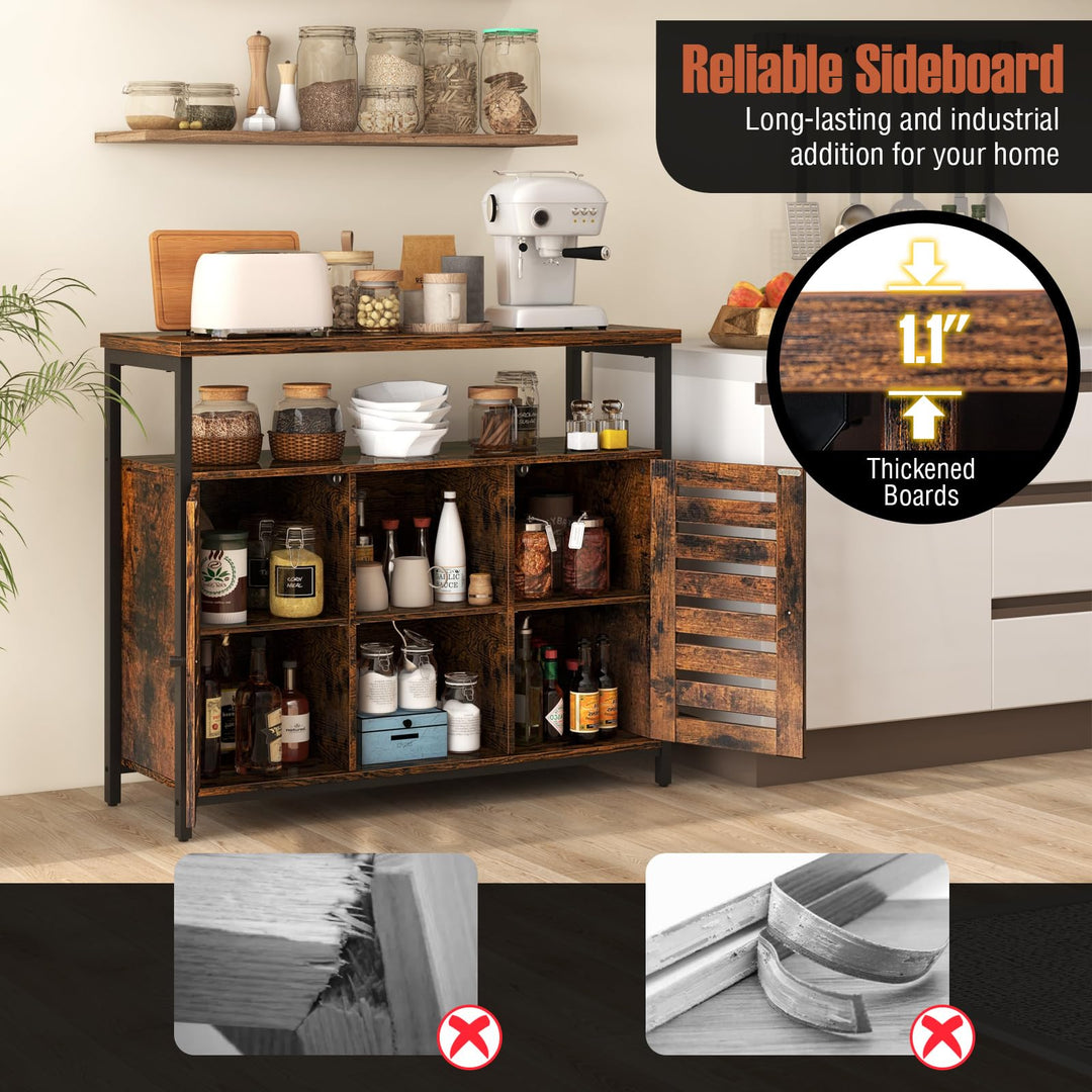 Giantex Buffet Cabinet, Kitchen Sideboard with 2 Storage Cupboards, Open Shelves, 2 Cubes, Anti-Tipping Kits