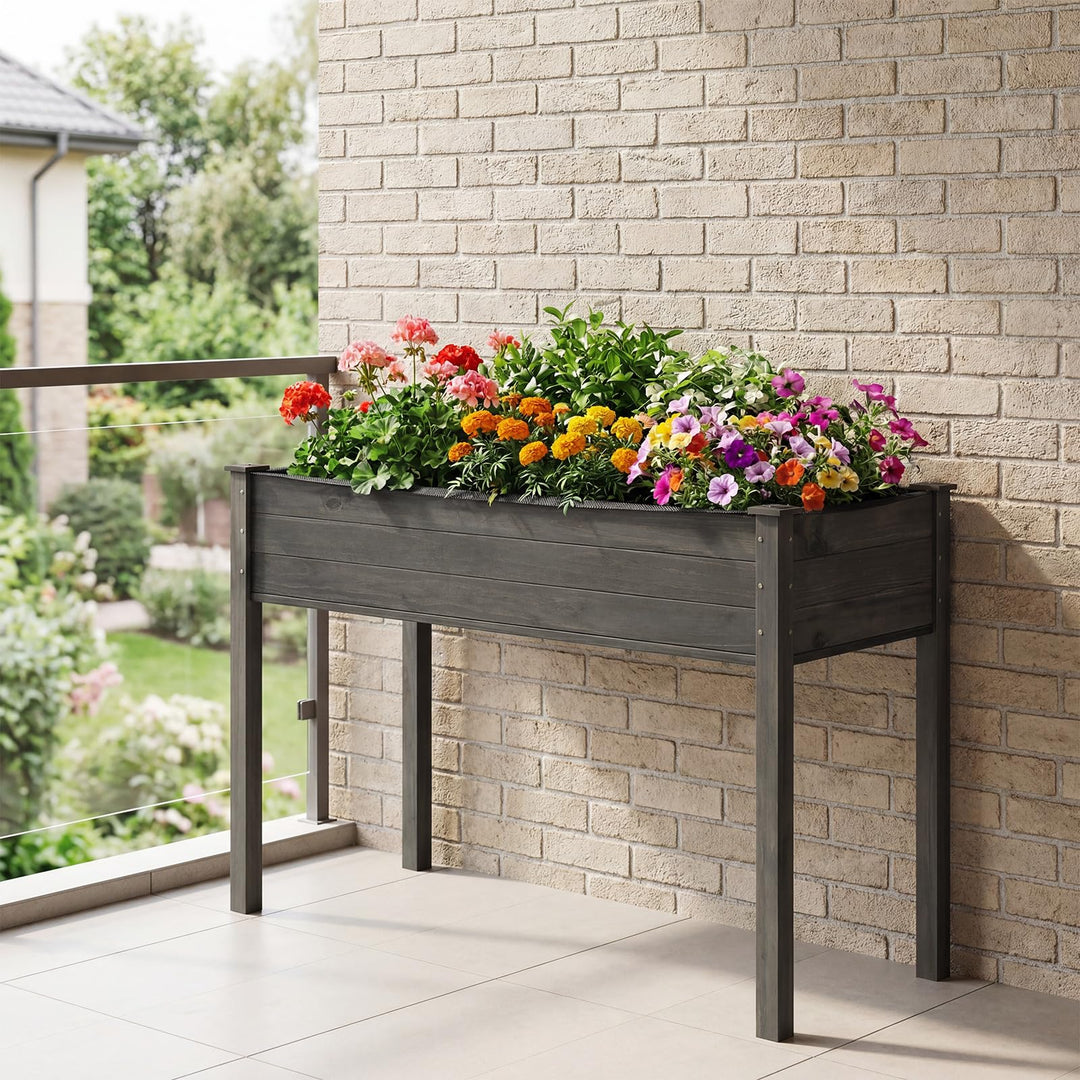 Giantex Solid Pine Wood Planter Box w/Legs