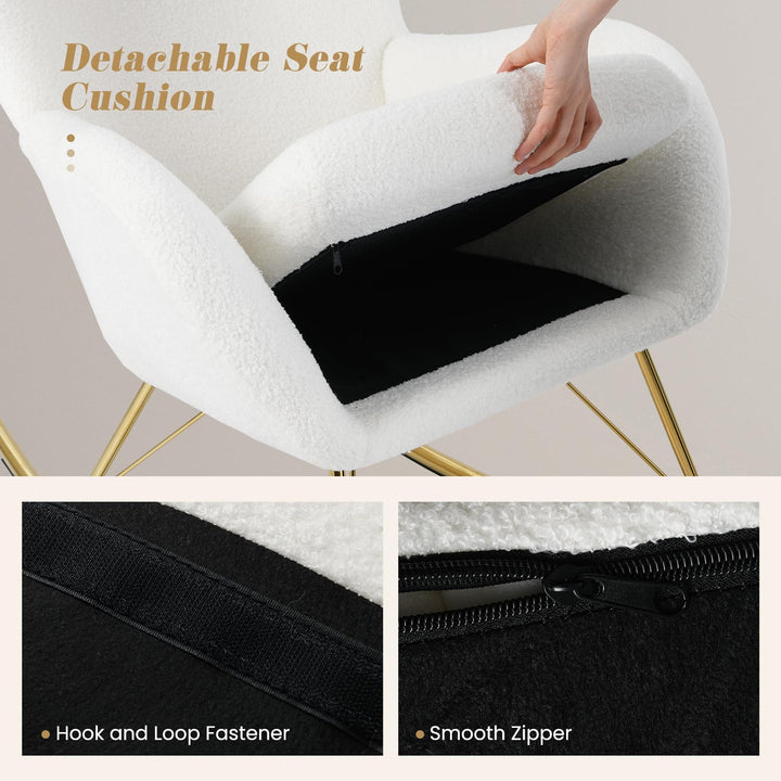 Giantex Rocking Chair Nursery Upholstered Glider Rocker w/Curved Backrest & Armrests