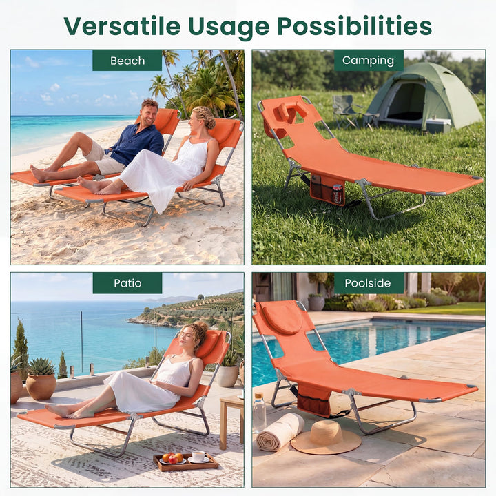 Giantex Folding Tanning Chair with Face Hole &amp; 5-Position Adjustable Backrest (1/2)