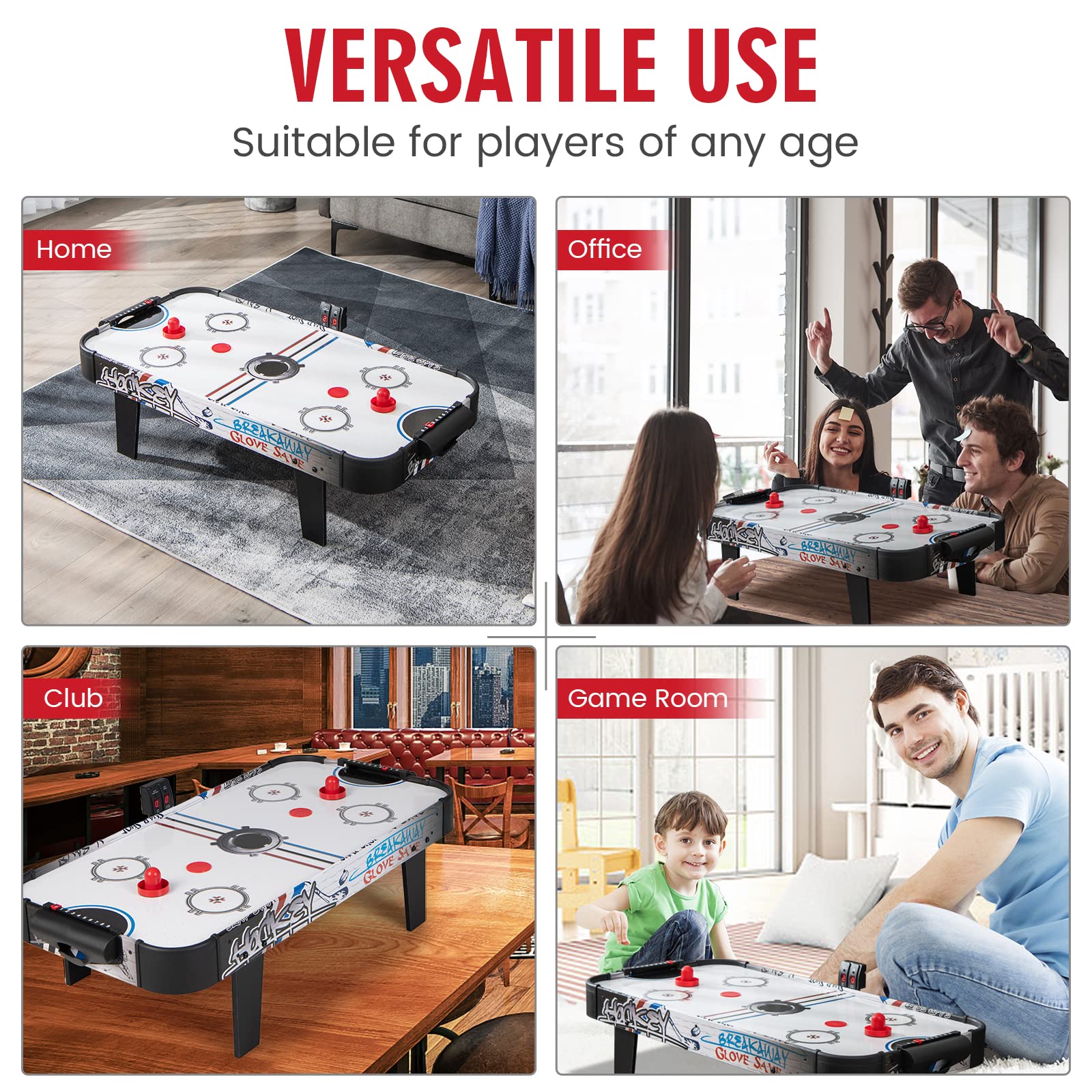 Giantex 42" Air Hockey Table, with 2 Pucks, 2 Pushers, LED Electronic Scoring