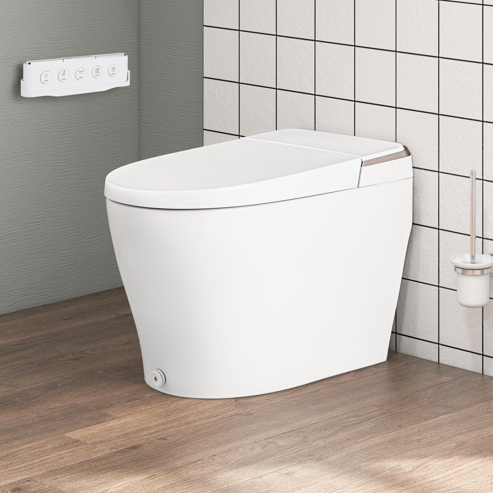 Giantex Smart Toilet with Bidet Built In, Bidet Toilet with Heat, Dryer, Night Light, Auto Open/Close