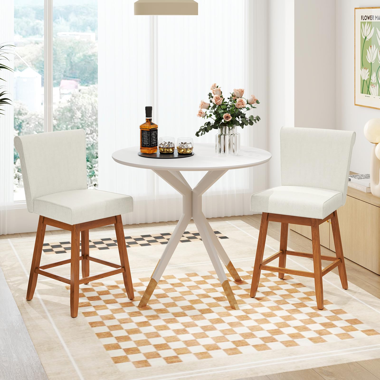 Giantex Modern Upholstered Bar Stools Set