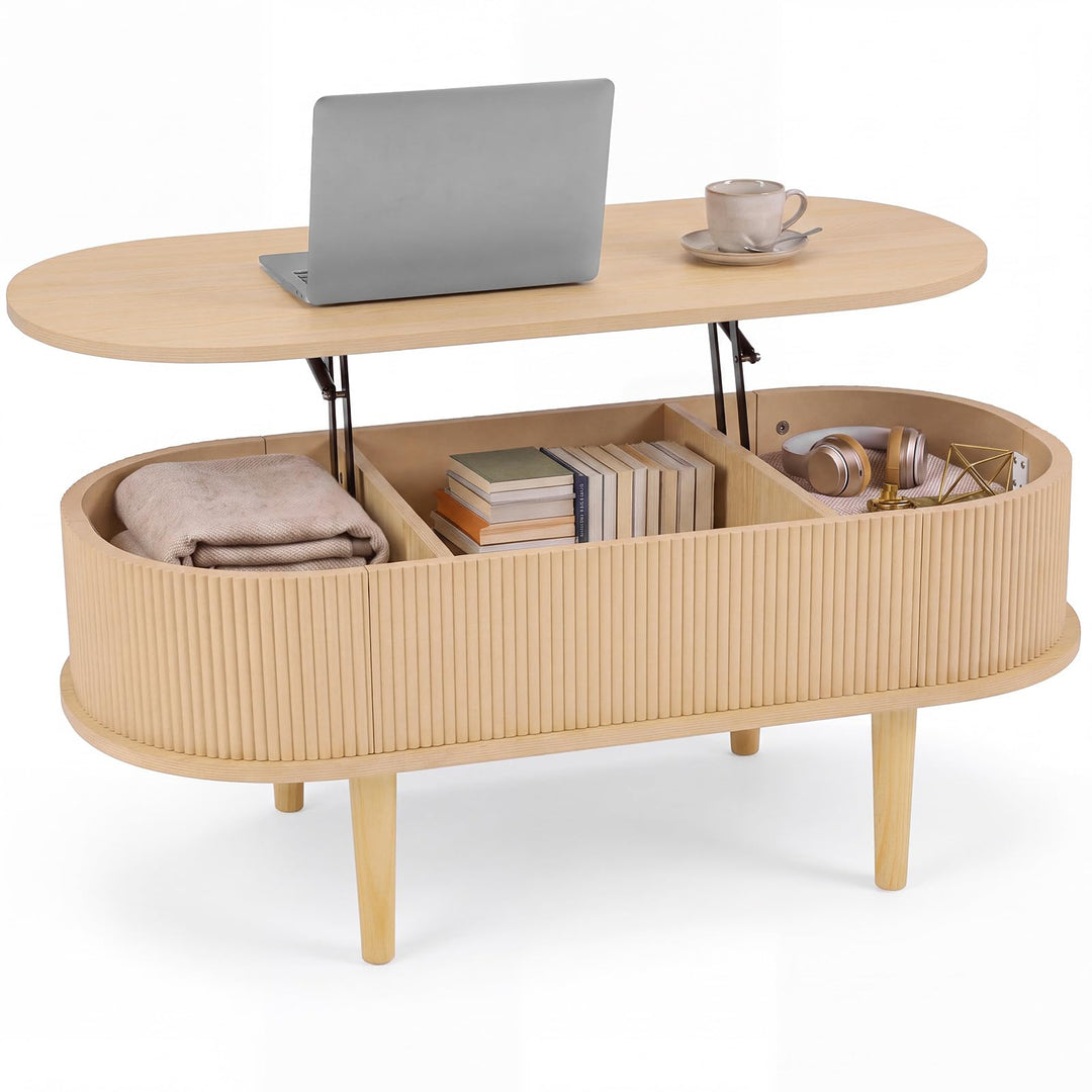 GIANTEX 39.5" Oval Lift Top Coffee Table with Storage