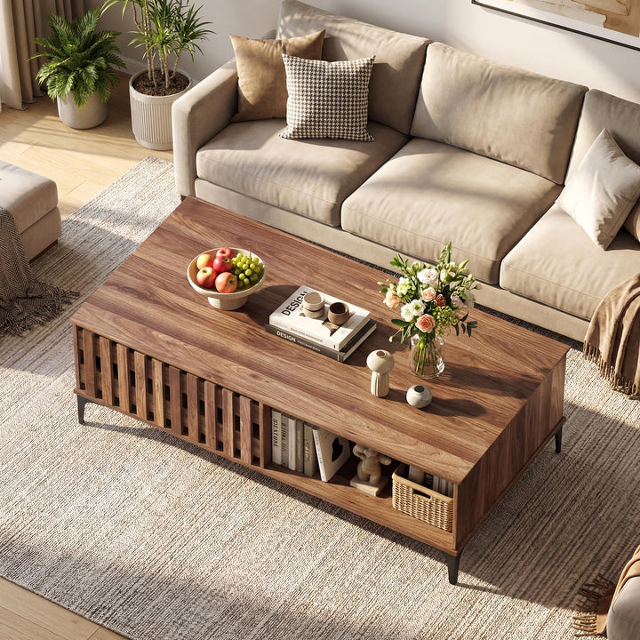 Giantex 47 Inch Wood Mid Century Coffee Table with Storage