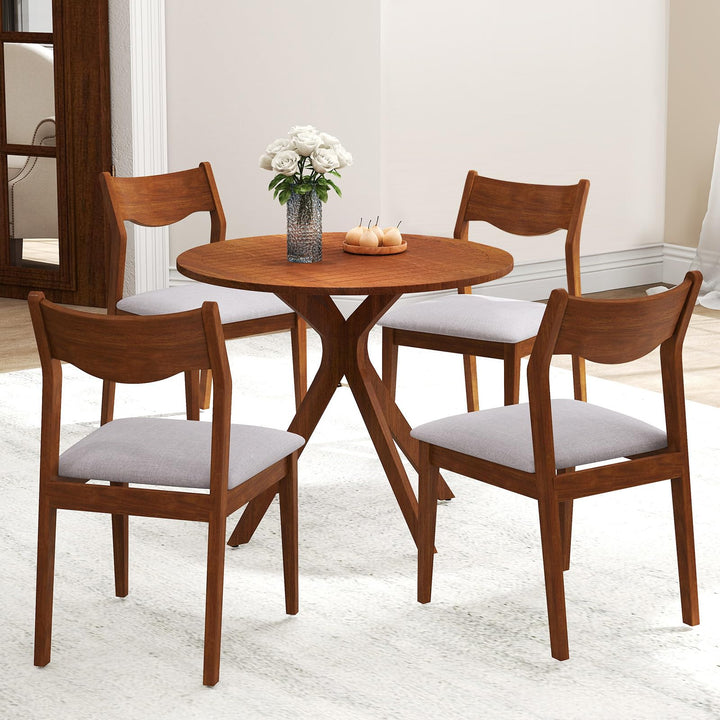 Giantex Wooden Dining Chairs Set of 2/4, Linen Fabric Upholstered Kitchen Chairs w/Rubber Wood Frame