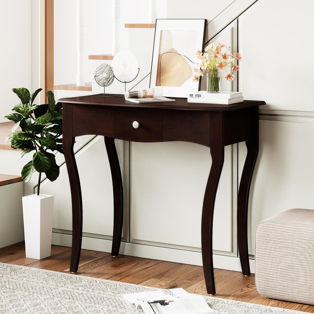 Giantex Console Table with Drawer and Solid Wood Frame