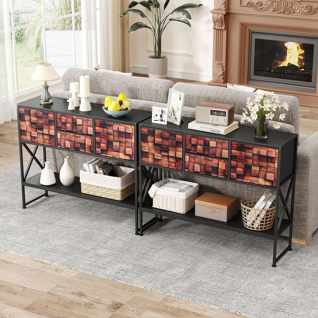 Giantex 39" Console Table with 4 Fabric Drawers
