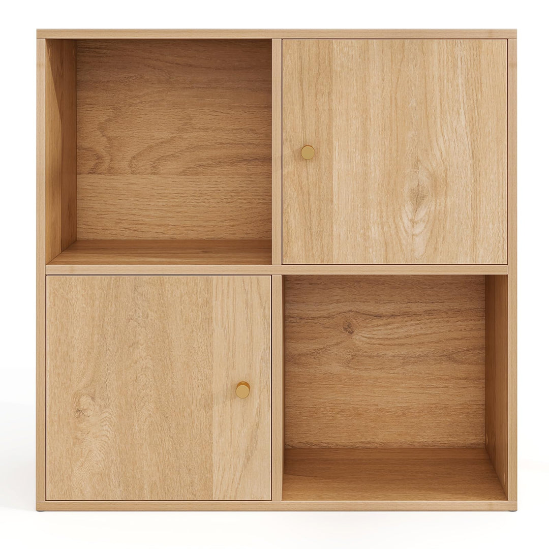 Giantex 4 Cube Bookcase, 2-Tier Freestanding Book Shelf with Open Compartments