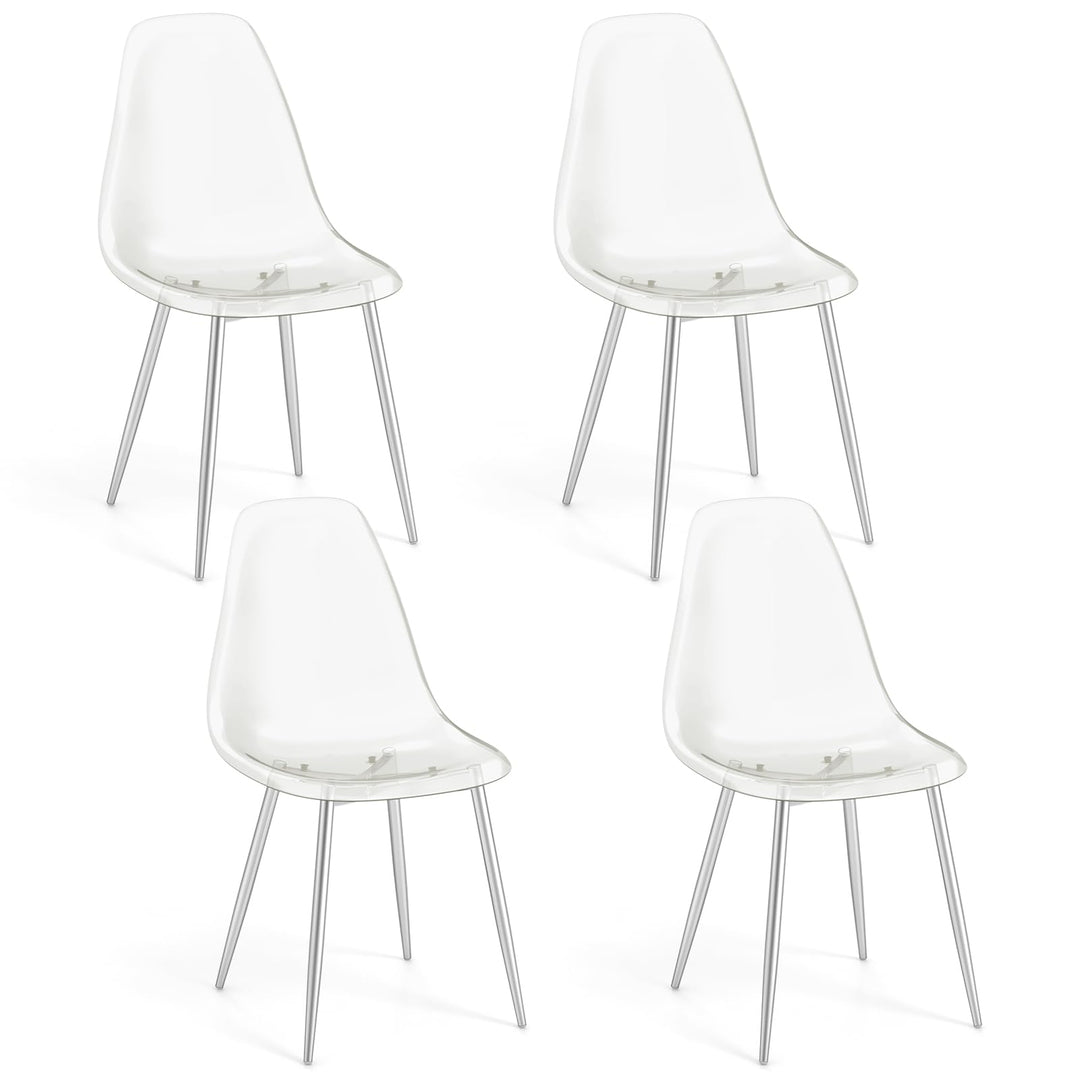 Giantex Clear Dining Chairs Set of 4, Kitchen Chairs w/Transparent Seat & Curved Back