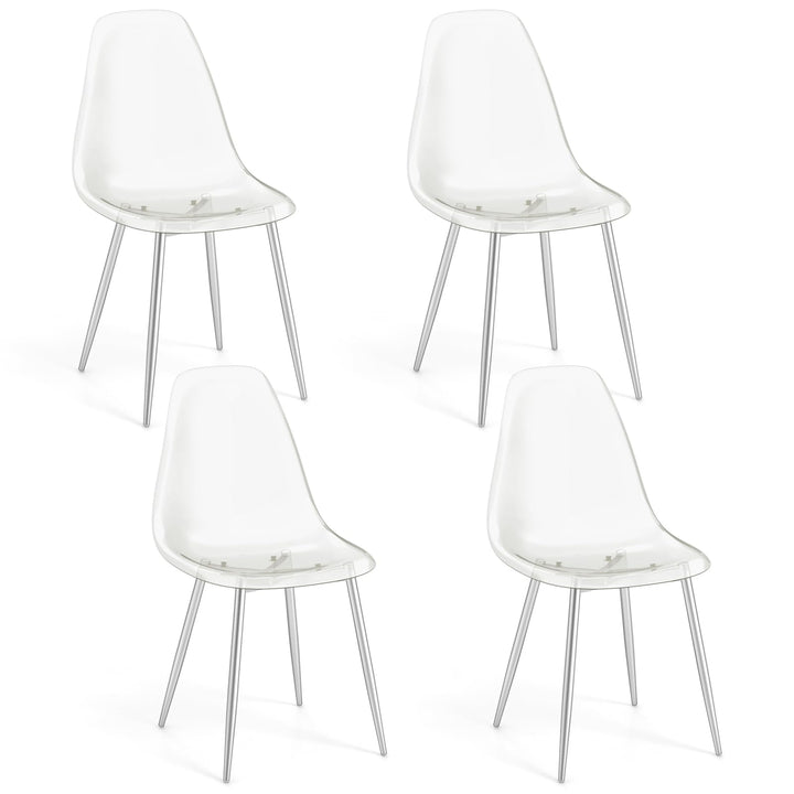 Giantex Clear Dining Chairs Set of 4, Kitchen Chairs w/Transparent Seat & Curved Back