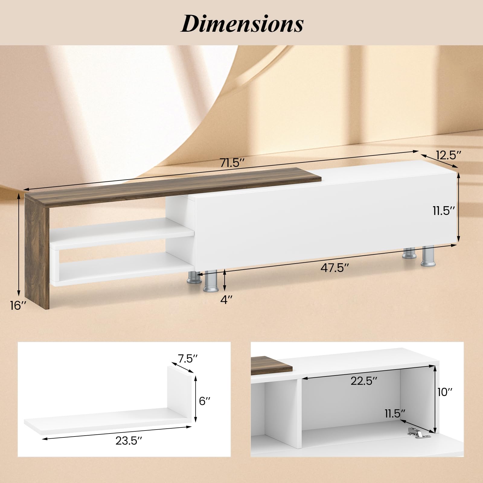 Giantex 80 Inch TV Stand and 2 Floating Shelves Set