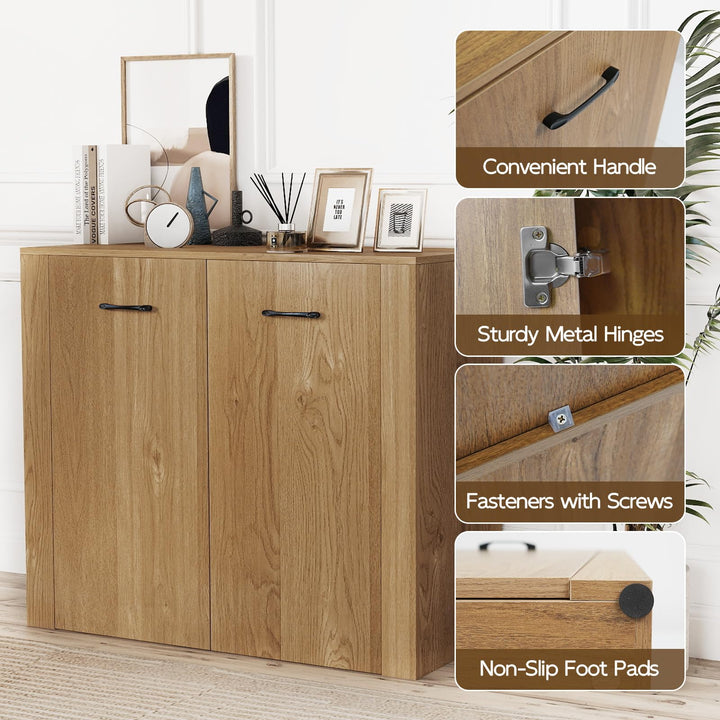 Giantex 38" Modern Storage Cabinet with 2 Doors and 4 Cubic Shelves