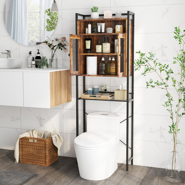Giantex Over-The-Toilet Storage Cabinet, Bathroom Storage Organizer Above Toilet with Heavy-Duty Metal Frame