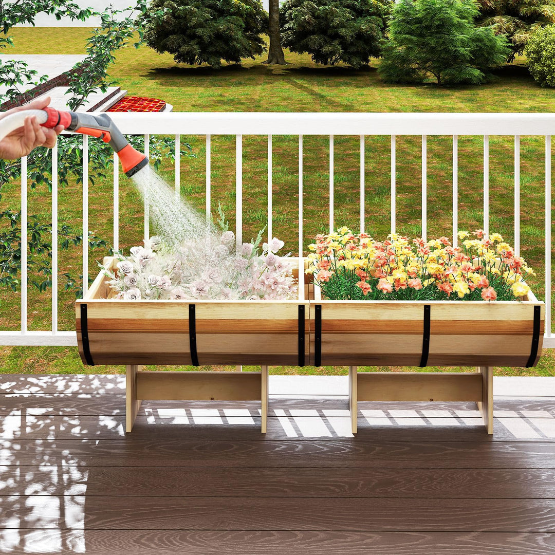 Giantex Half Barrel Raised Garden Bed for Flower Vegetable Fruit