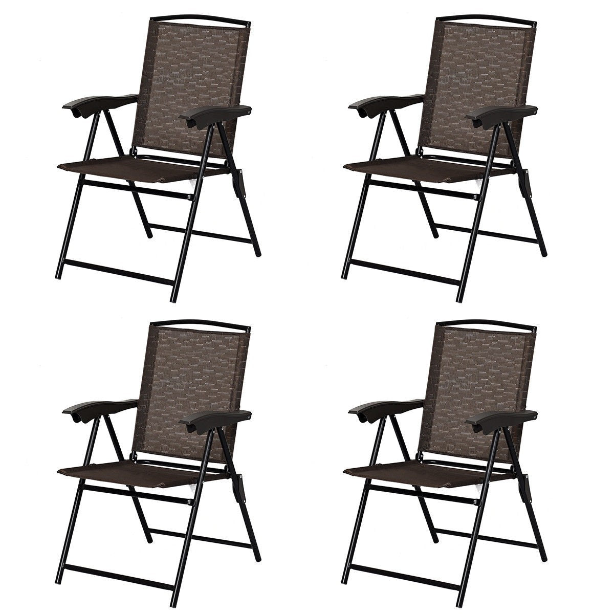 Giantex 2 Pack Patio Dining Chairs, Adjustable Sling Back Chairs with Armrest, Folding Patio Chairs