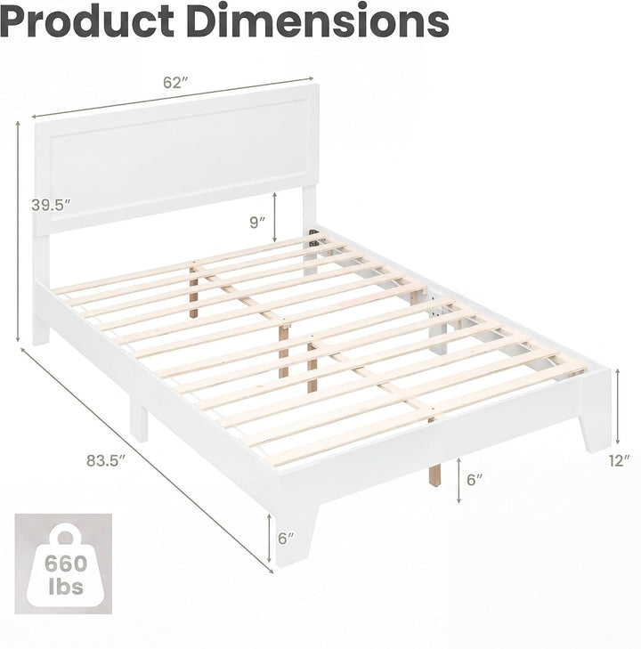 GIANTEX Twin/Full/Queen Size Wooden Bed Frame with Wood Slat Support