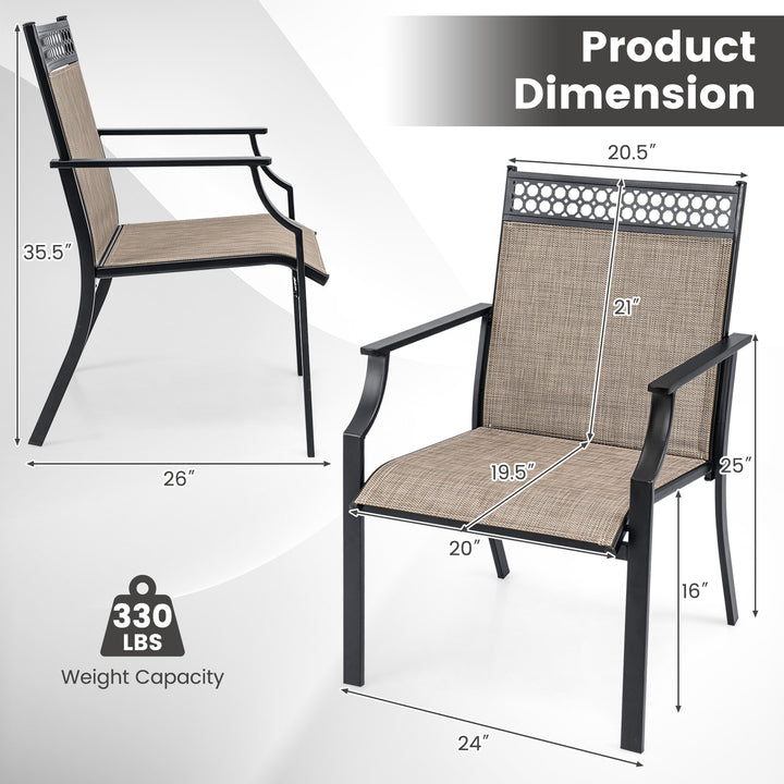 Giantex Patio Chairs Set of 2/4, Outdoor Chairs with All Weather Fabric, High Backrest, Armrests