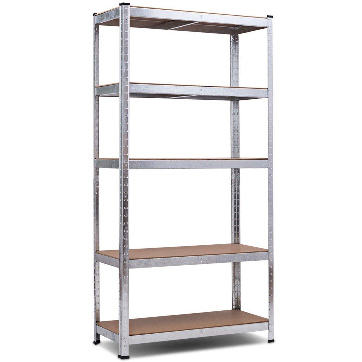 Giantex 2 Pieces Shelving Rack Storage Shelf Steel Garage Utility Rack 5-Shelf Adjustable Shelves