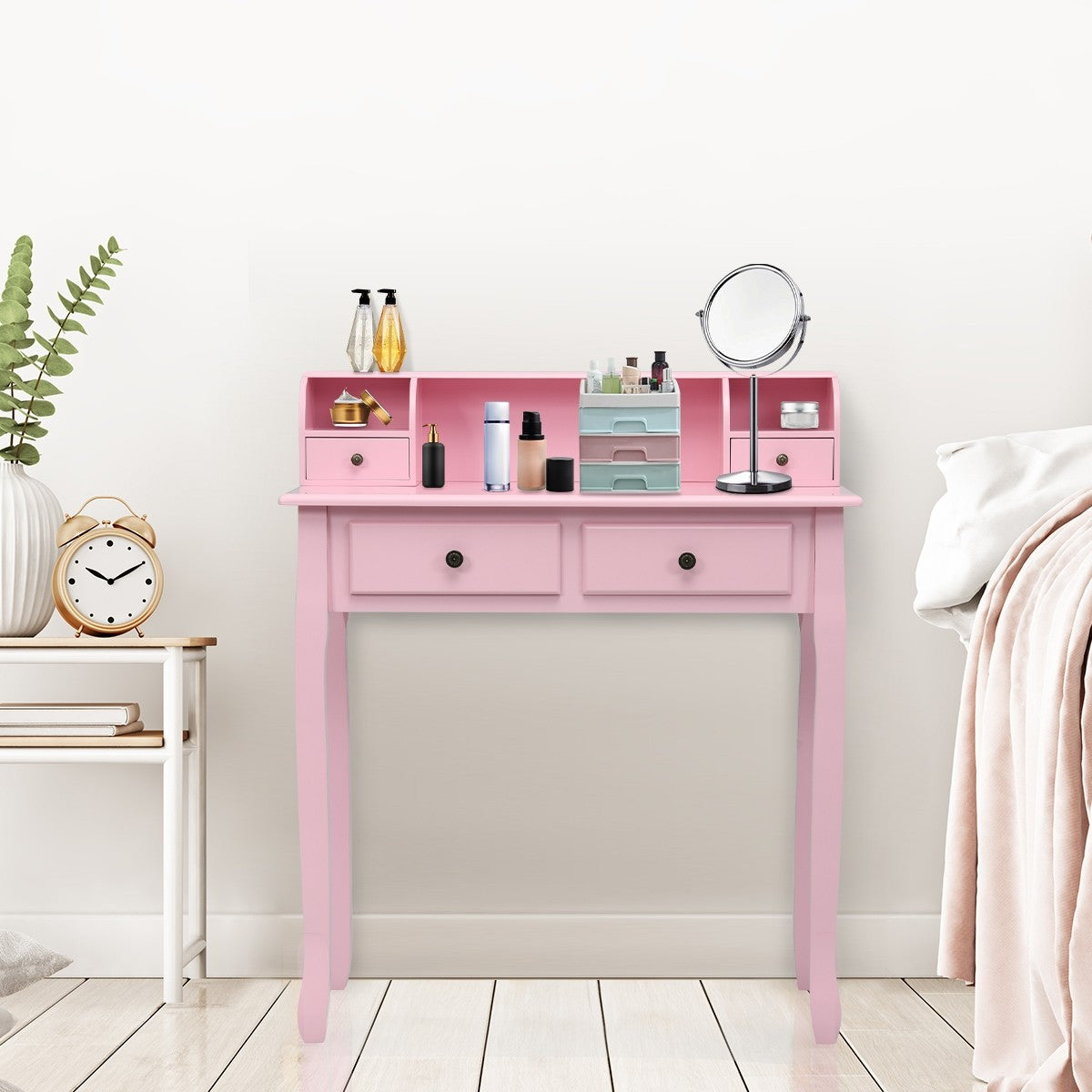Writing Desk with 4 Drawers, Removable Floating Organizer