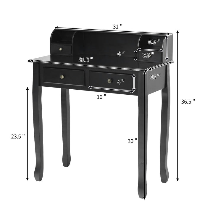 Writing Desk with 4 Drawers, Removable Floating Organizer