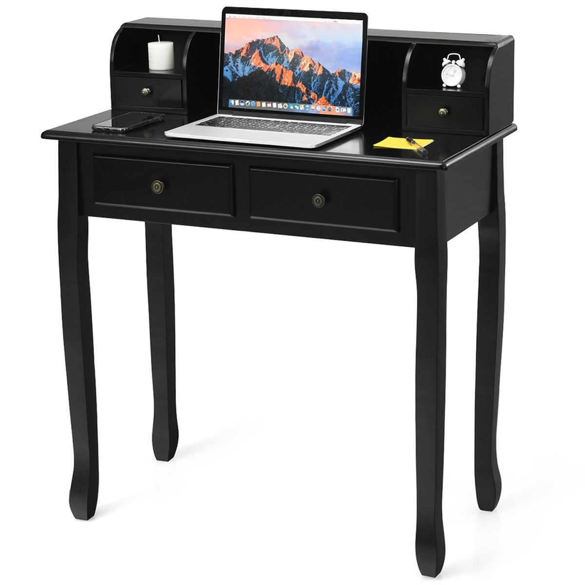 Writing Desk with 4 Drawers, Removable Floating Organizer