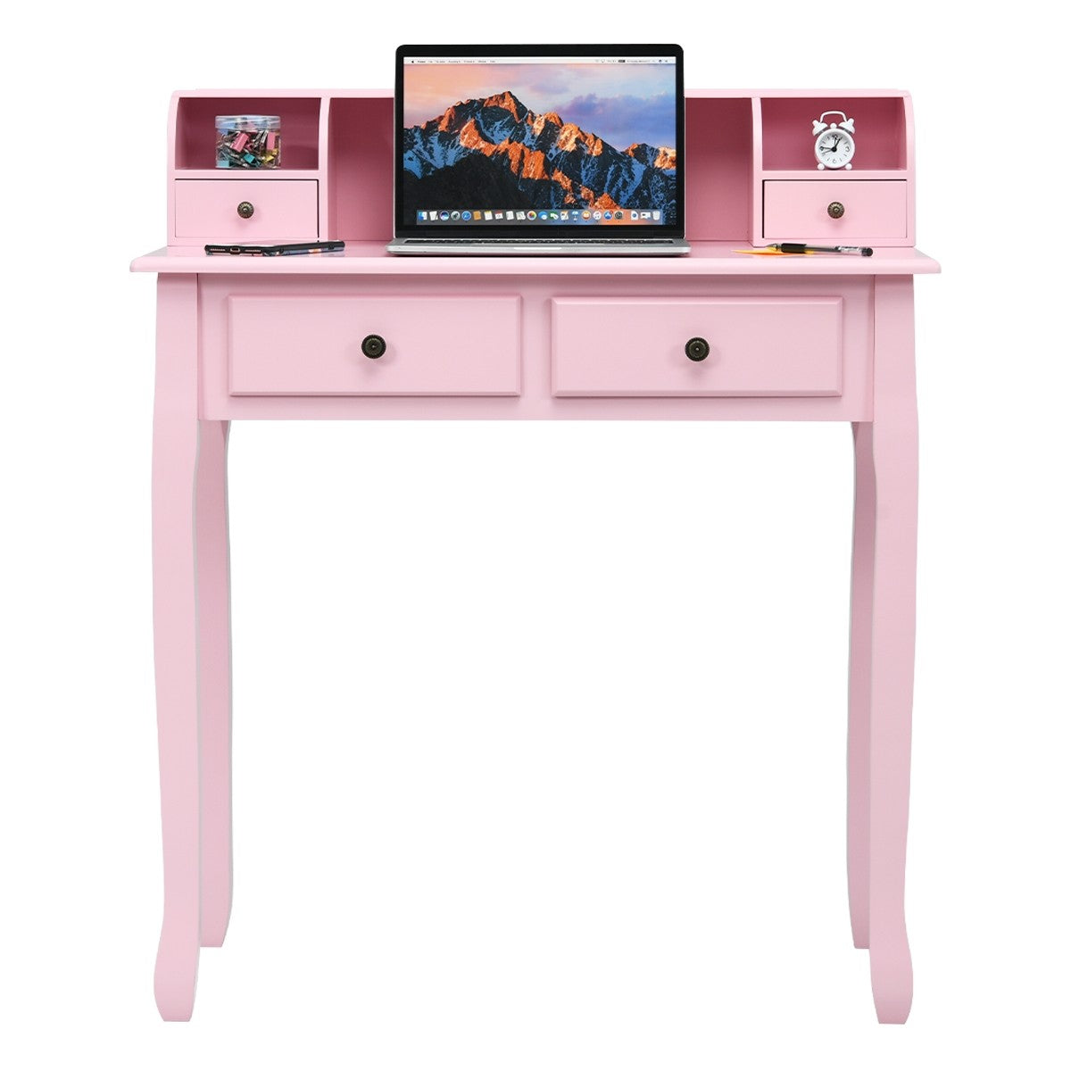 Writing Desk with 4 Drawers, Removable Floating Organizer