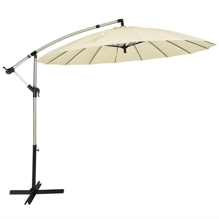 10FT Patio Offset Umbrella, Cantilever Outdoor Umbrella with Easy Tilt Adjustment - Giantexus