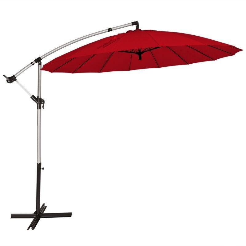 10FT Patio Offset Umbrella, Cantilever Outdoor Umbrella with Easy Tilt Adjustment - Giantexus