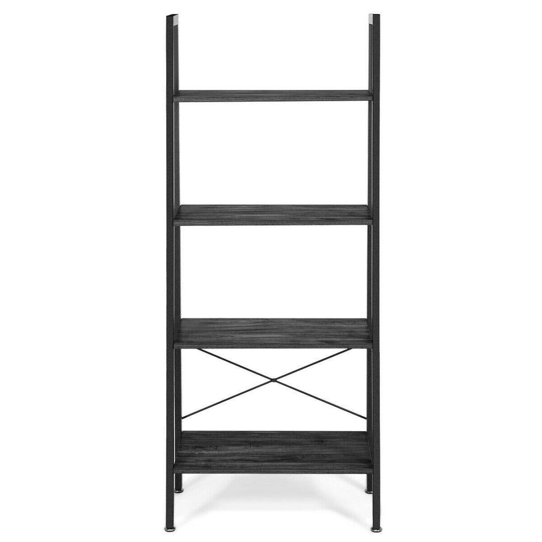 Ladder Shelf 4-Tier Industrial Bookshelf Storage Rack - Giantexus