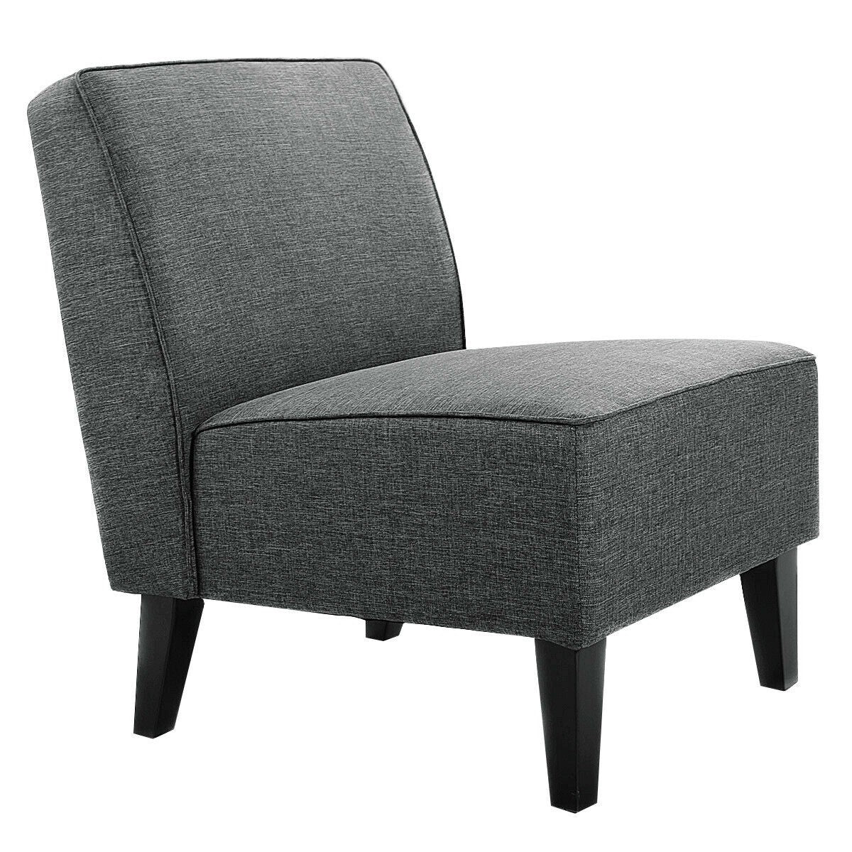 Thick Armless Accent Chair, Fabric Upholstered Slipper Chair - Giantexus
