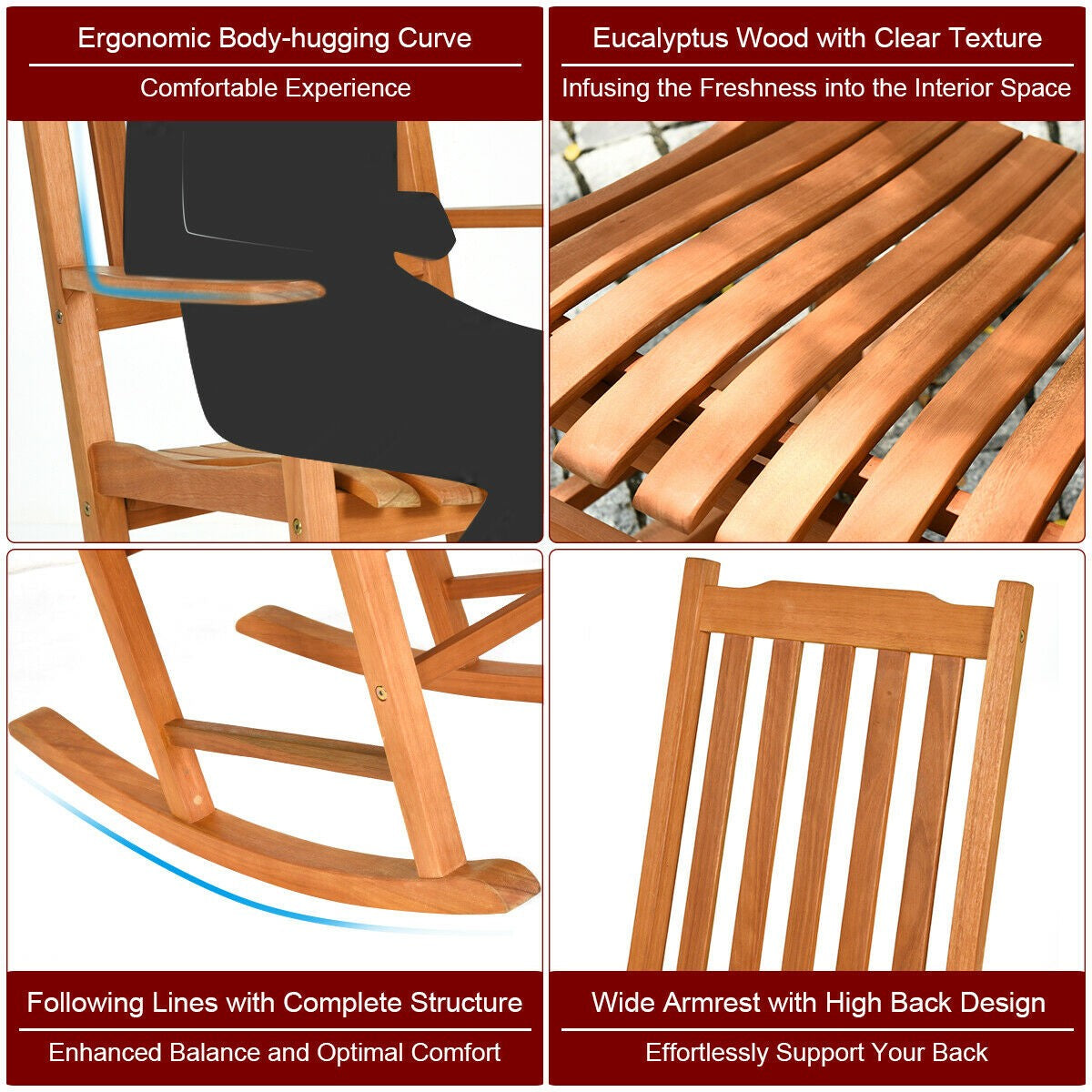 Porch Rocking Chair, Solid Wood Rocker