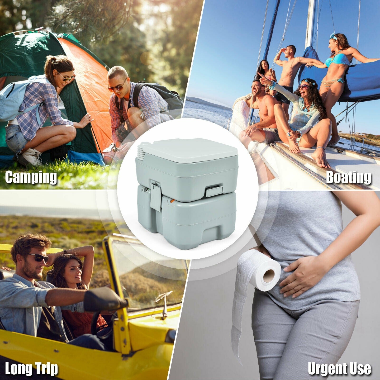 Portable Toilet 5.3 Gallon with Powerful Push Pump