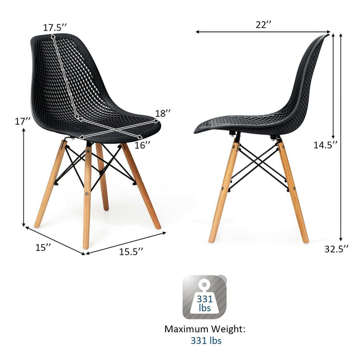 Giantex Set of 2 or 4 Modern Dining Chairs, Shell PP Lounge Side Chairs w/ Mesh Design - Giantexus