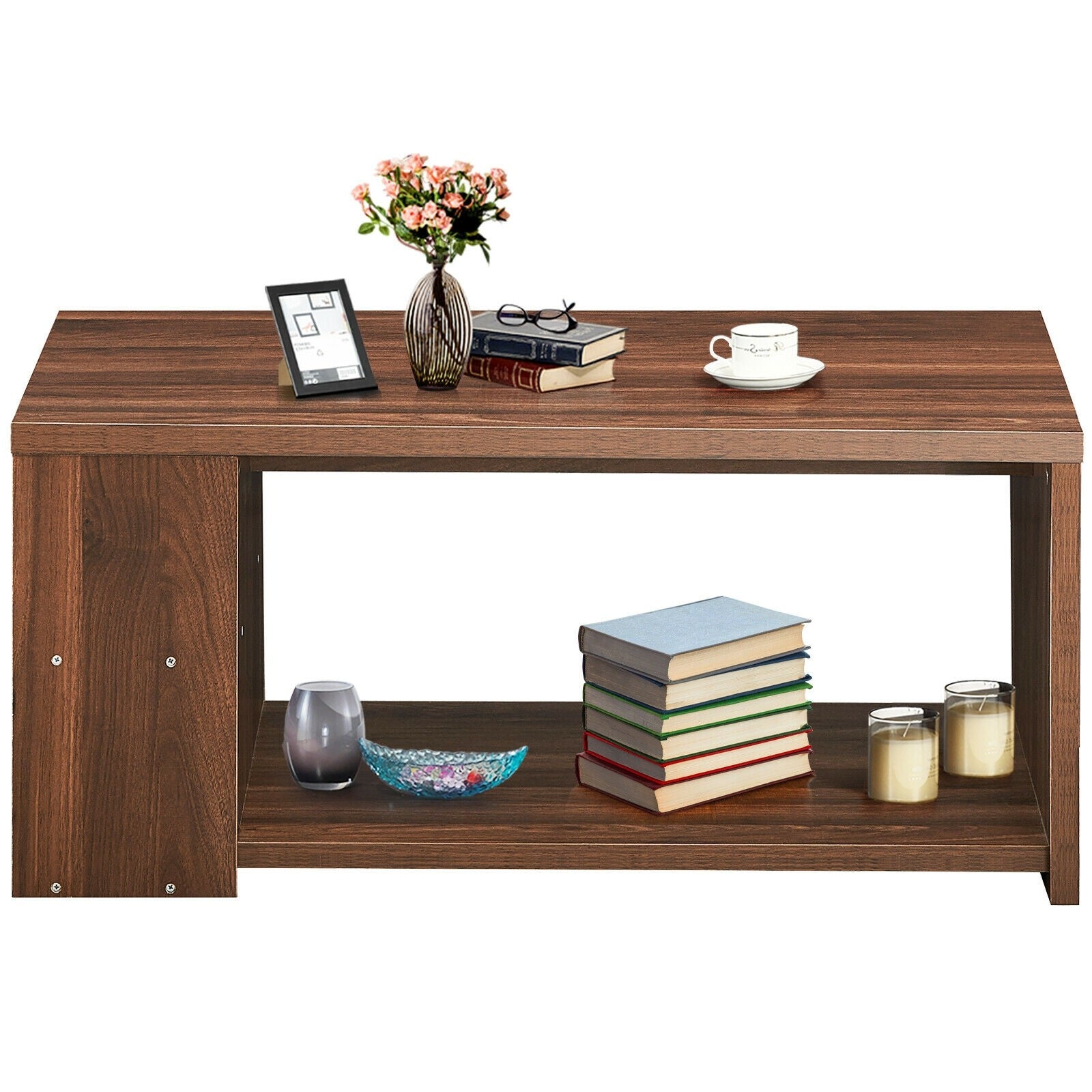 Coffee Table with Storage Shelves Stable Frame,Smooth Surface & Extra Storage Space