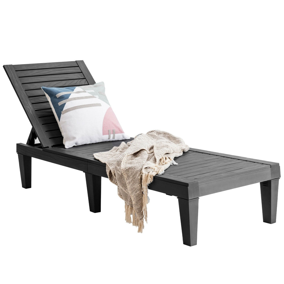 Outdoor Chaise with 5-Position Adjustable Backrest, Rust-Resistant Chaise