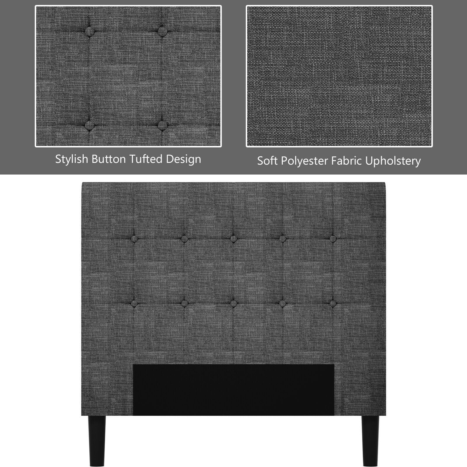 Platform Bed with Button Tufted Headboard | Upholstered Bed Frame